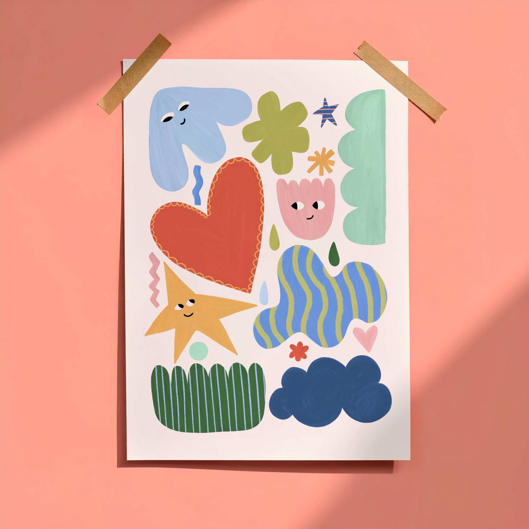 Whimsical Happy Shapes Print