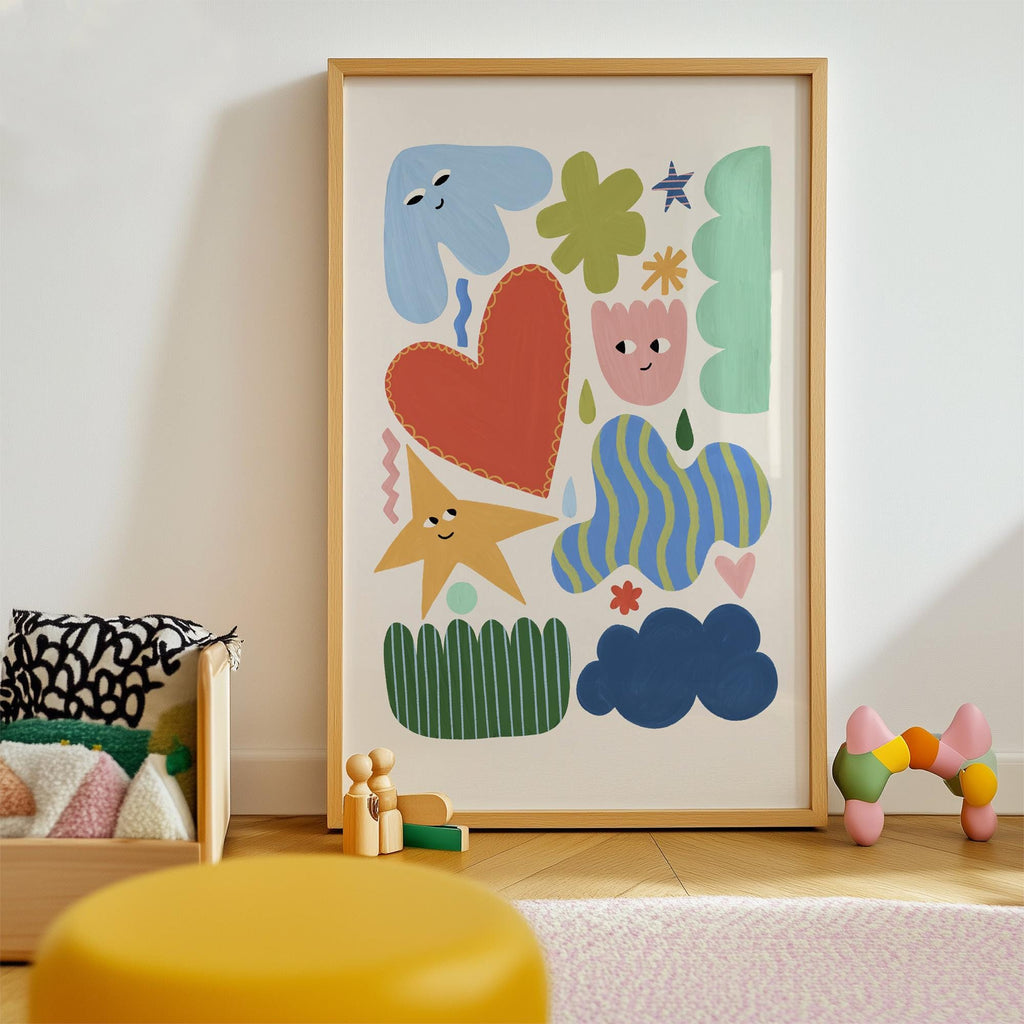 Whimsical Happy Shapes Print