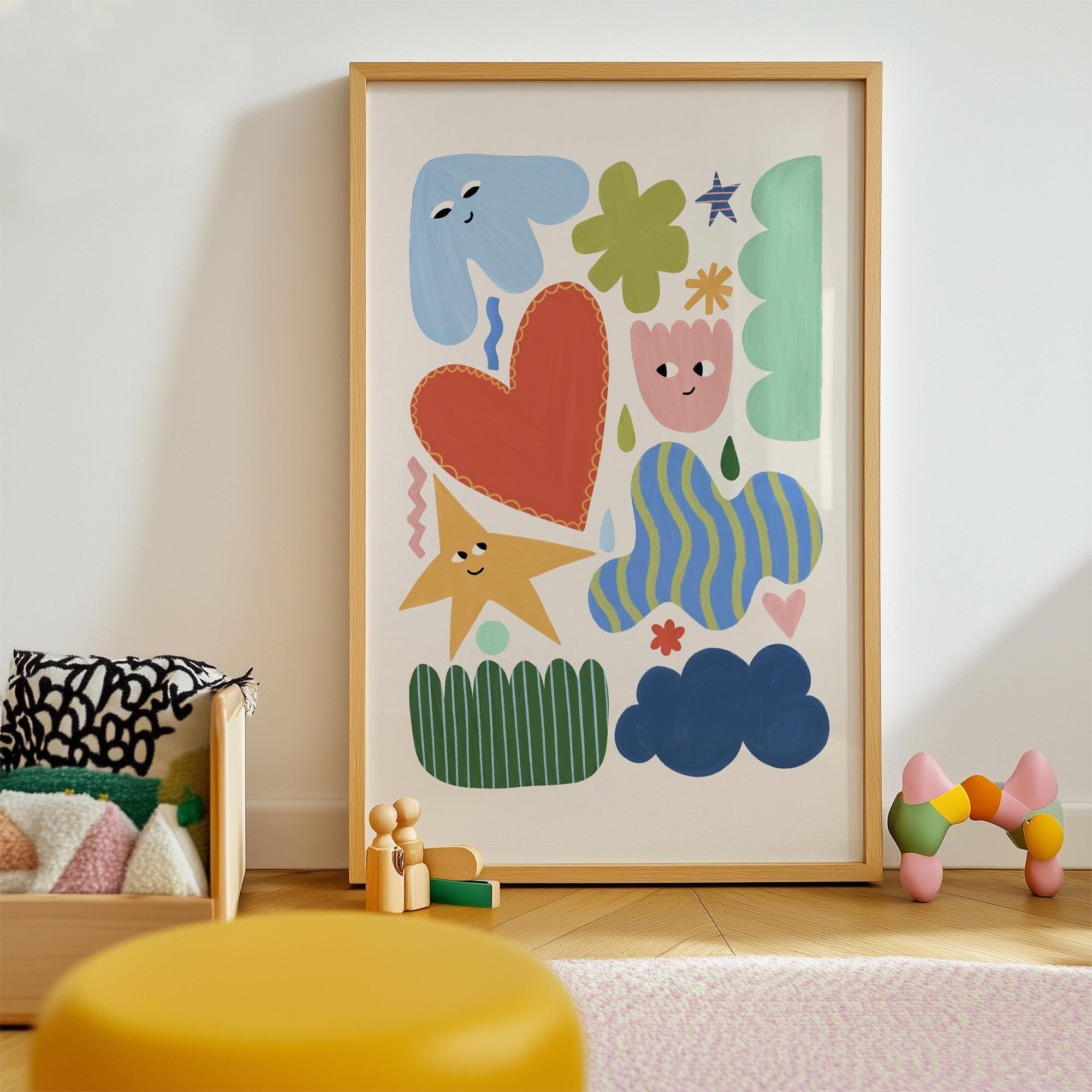 Whimsical Happy Shapes Print