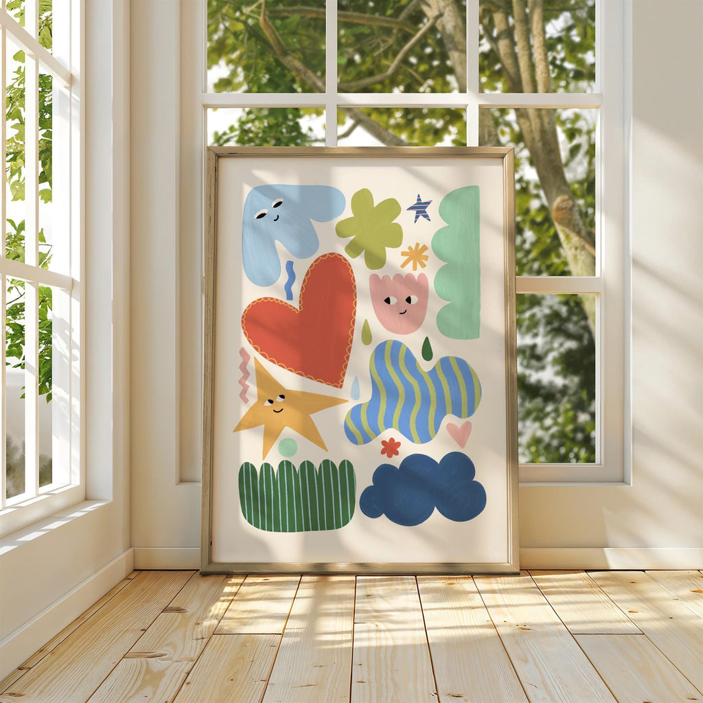 Whimsical Happy Shapes Print