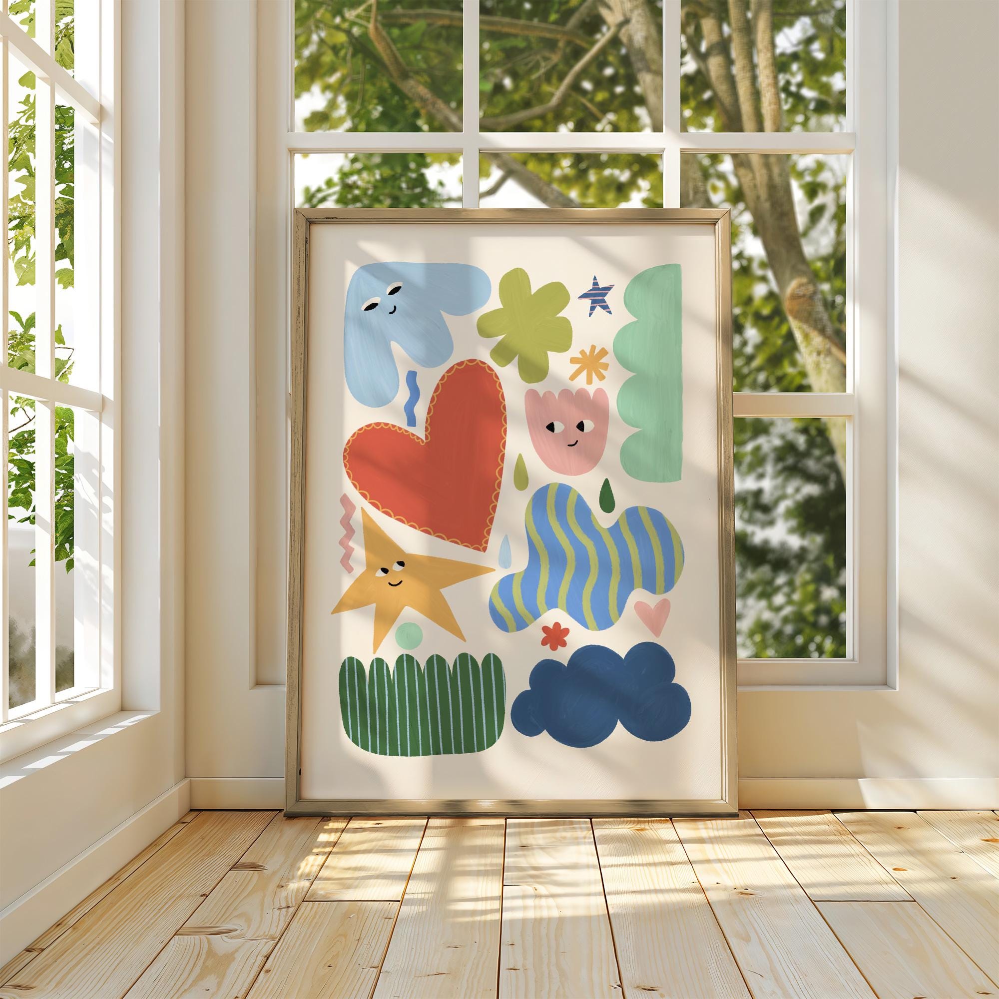 Whimsical Happy Shapes Print