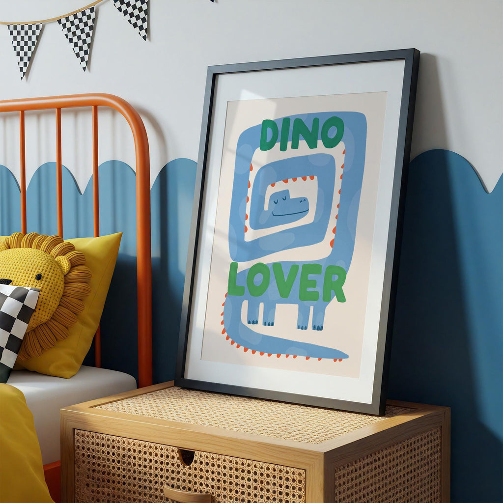 Hand-Drawn Dinosaur Nursery Print: Playful Kids Room Wall Art