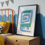 Hand-Drawn Dinosaur Nursery Print: Playful Kids Room Wall Art