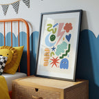 Abstract Moon Lightning Shapes Print