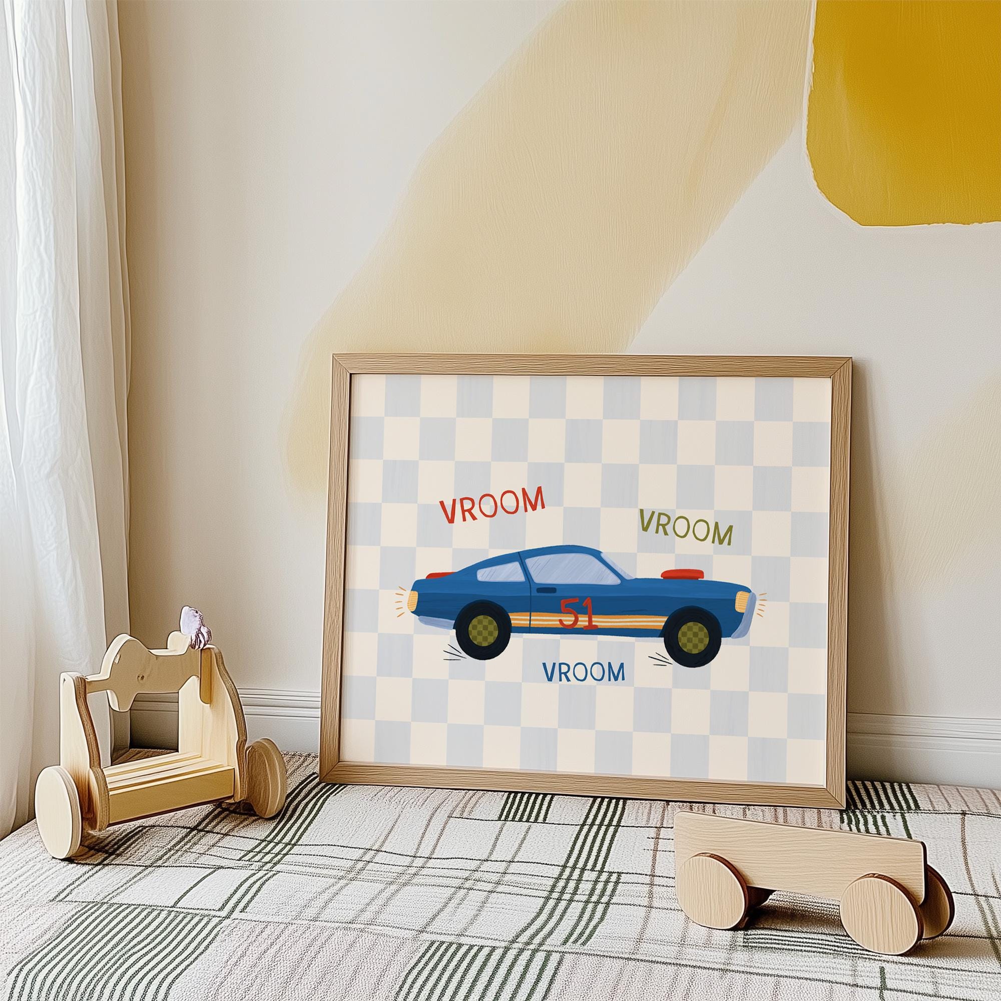 Blue Race Car Print