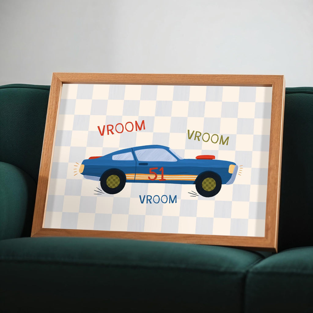 Blue Race Car Print