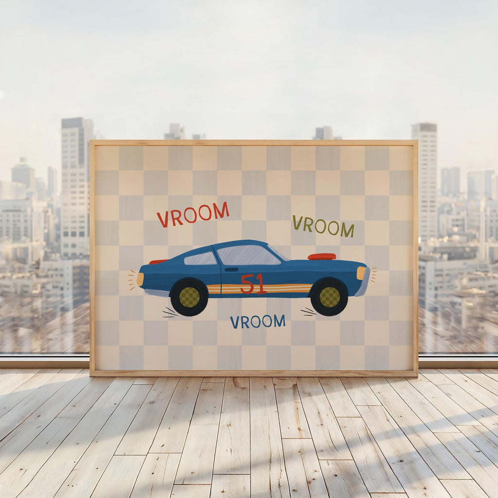 Blue Race Car Print