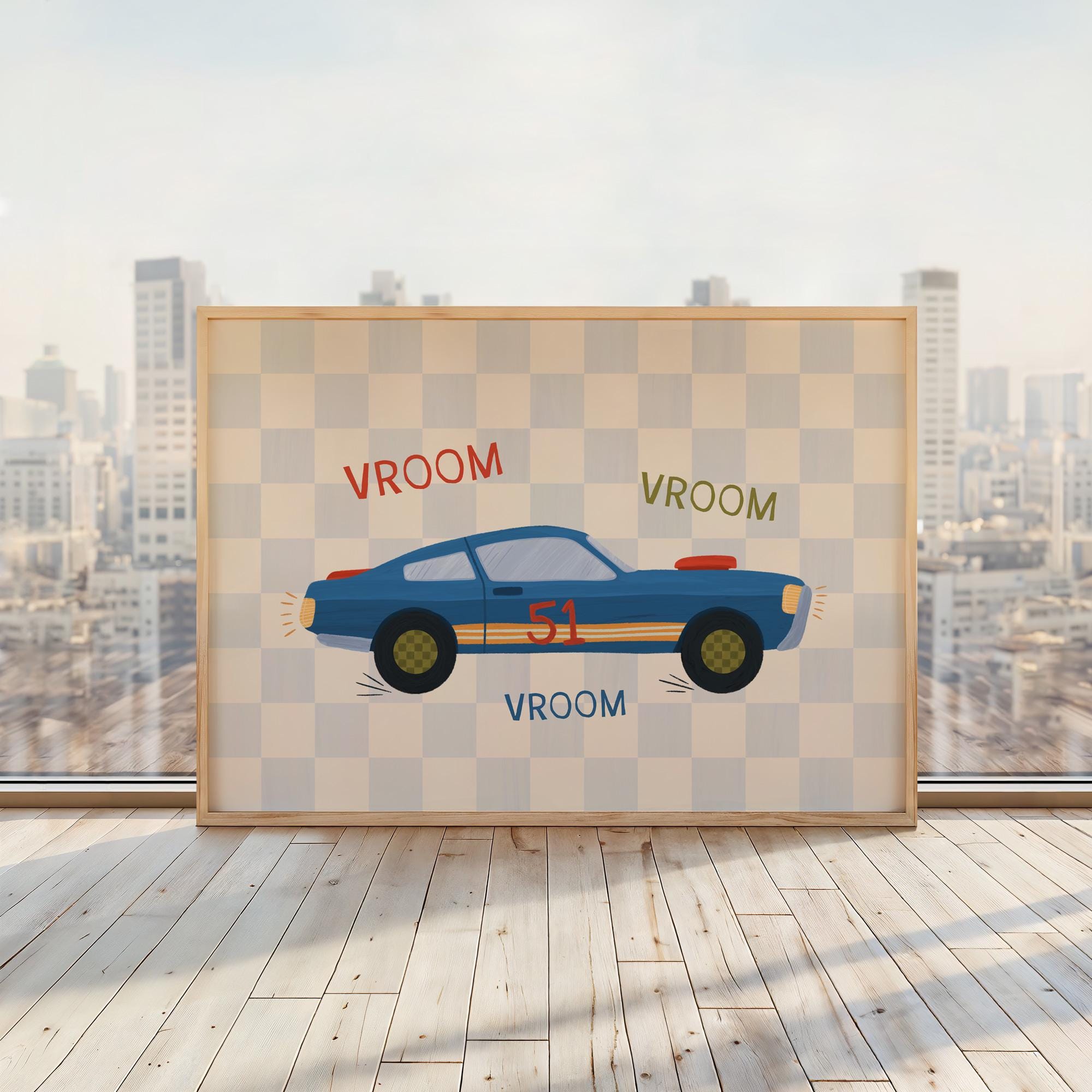 Blue Race Car Print