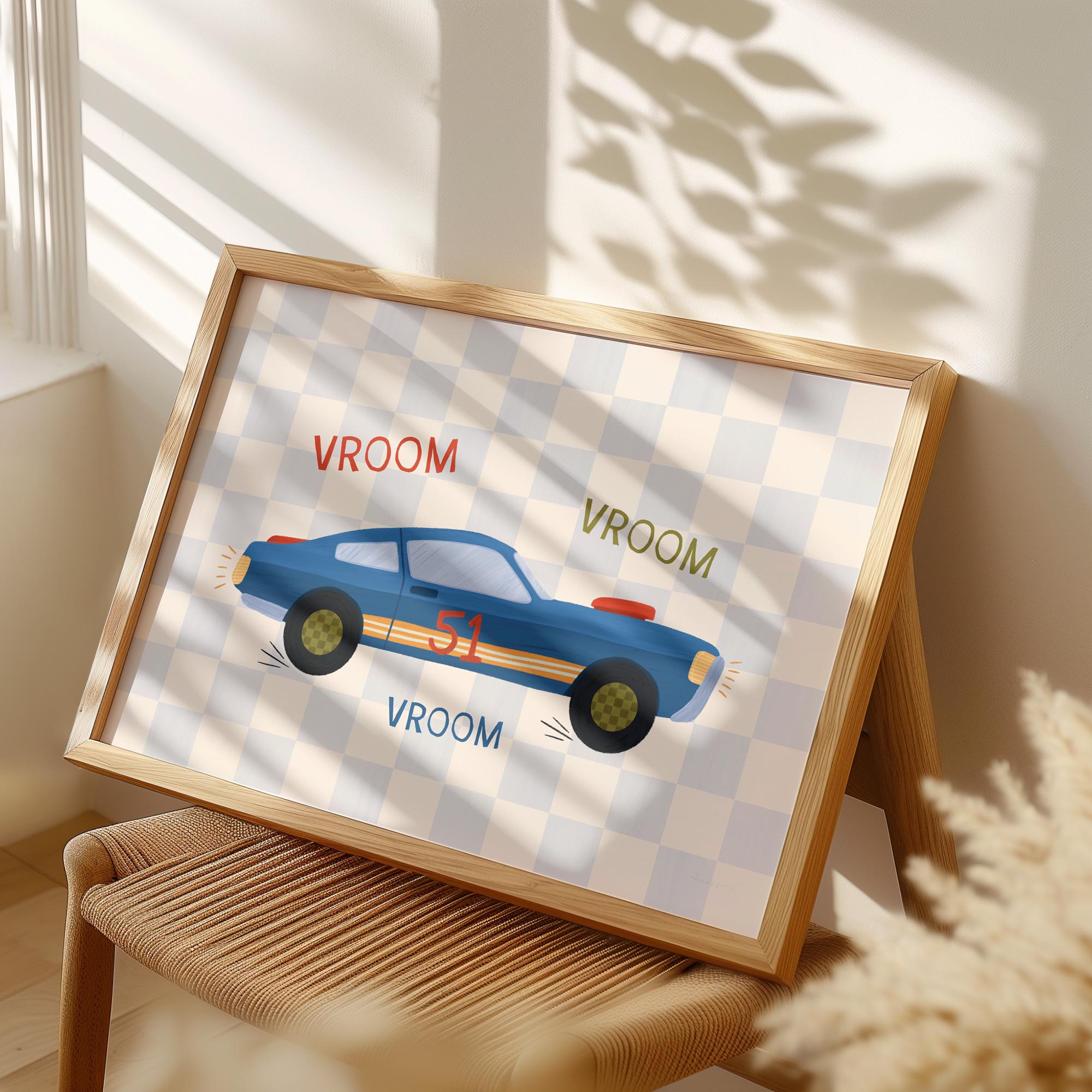 Blue Race Car Print
