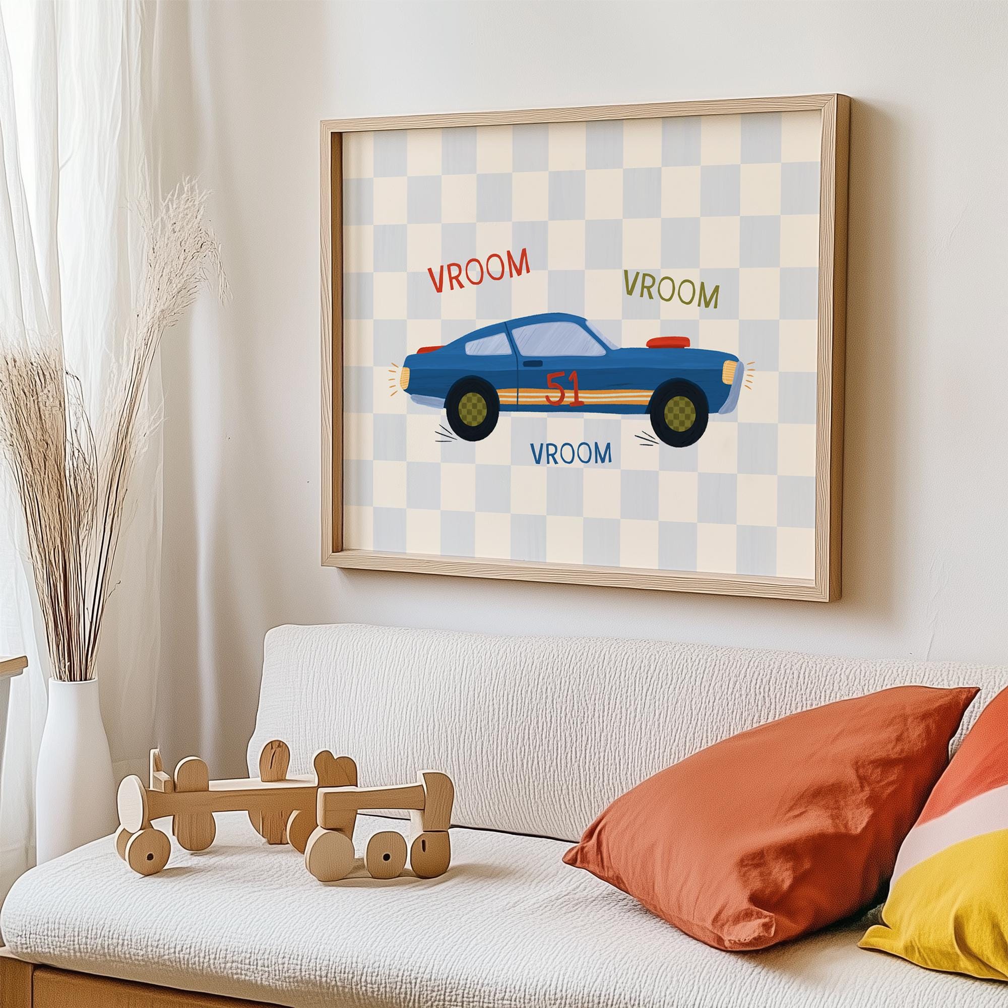 Blue Race Car Print