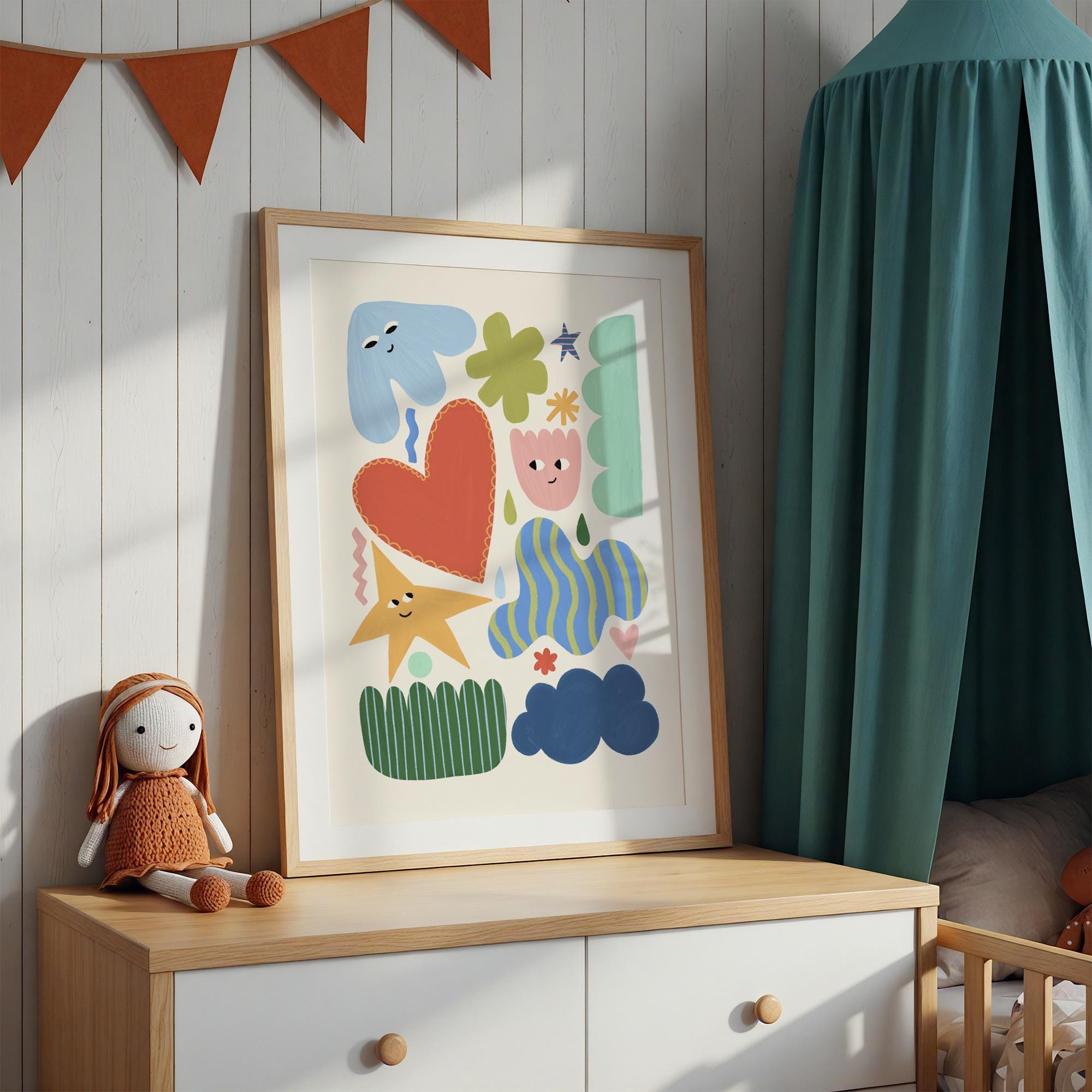 Whimsical Happy Shapes Print