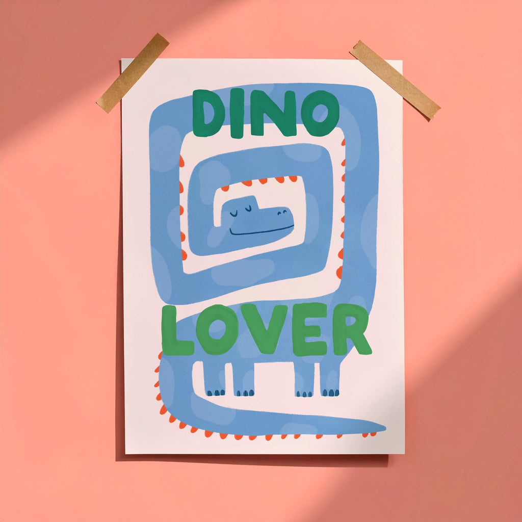 Hand-Drawn Dinosaur Nursery Print: Playful Kids Room Wall Art