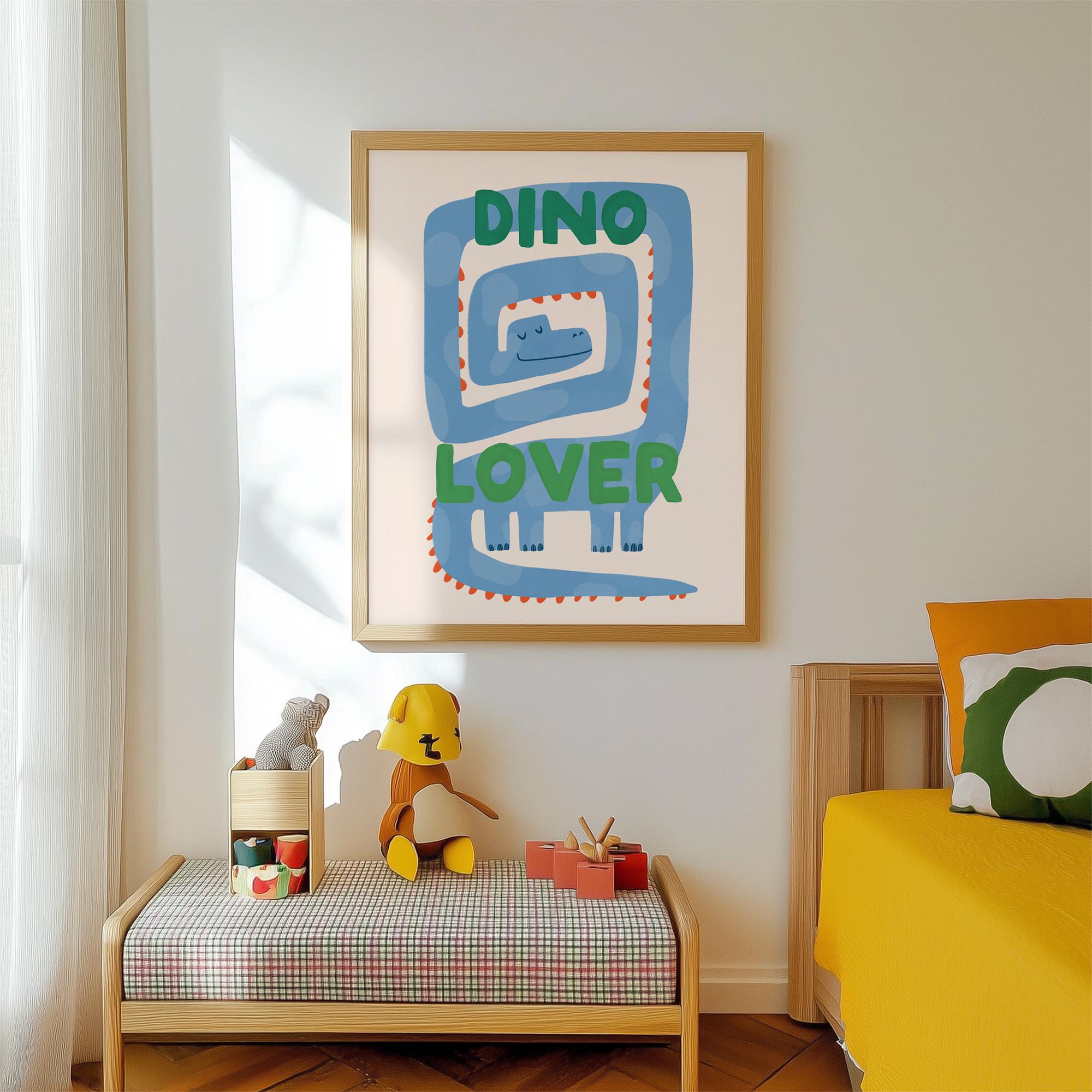 Hand-Drawn Dinosaur Nursery Print: Playful Kids Room Wall Art