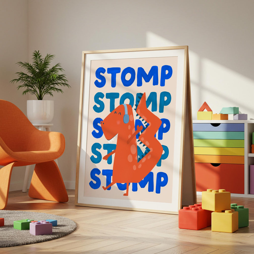 Dinosaur Kids Wall Art: Hand-Drawn Dino Print for Nursery & Playroom