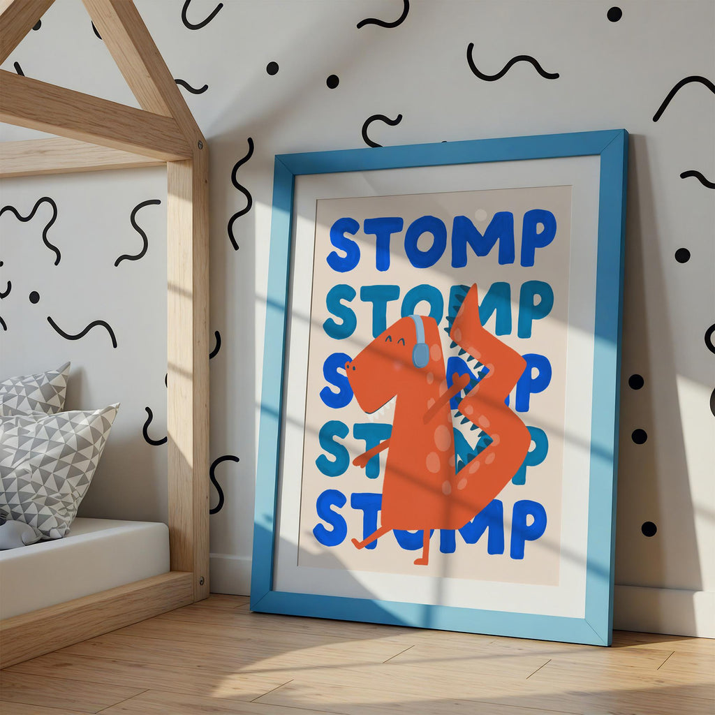Dinosaur Kids Wall Art: Hand-Drawn Dino Print for Nursery & Playroom