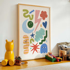 Abstract Moon Lightning Shapes Print