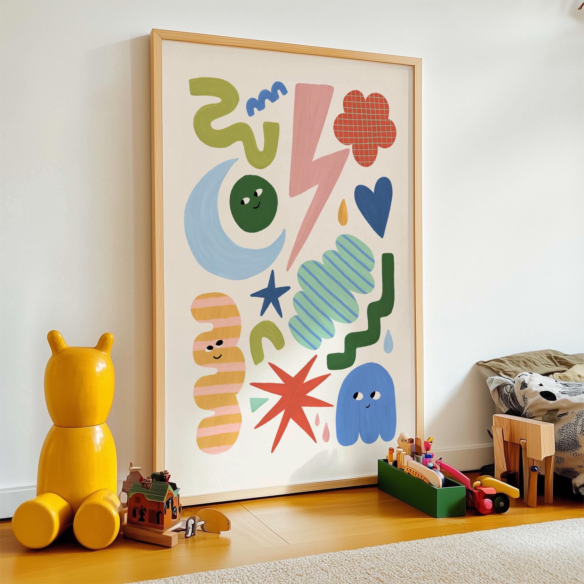 Abstract Moon Lightning Shapes Print