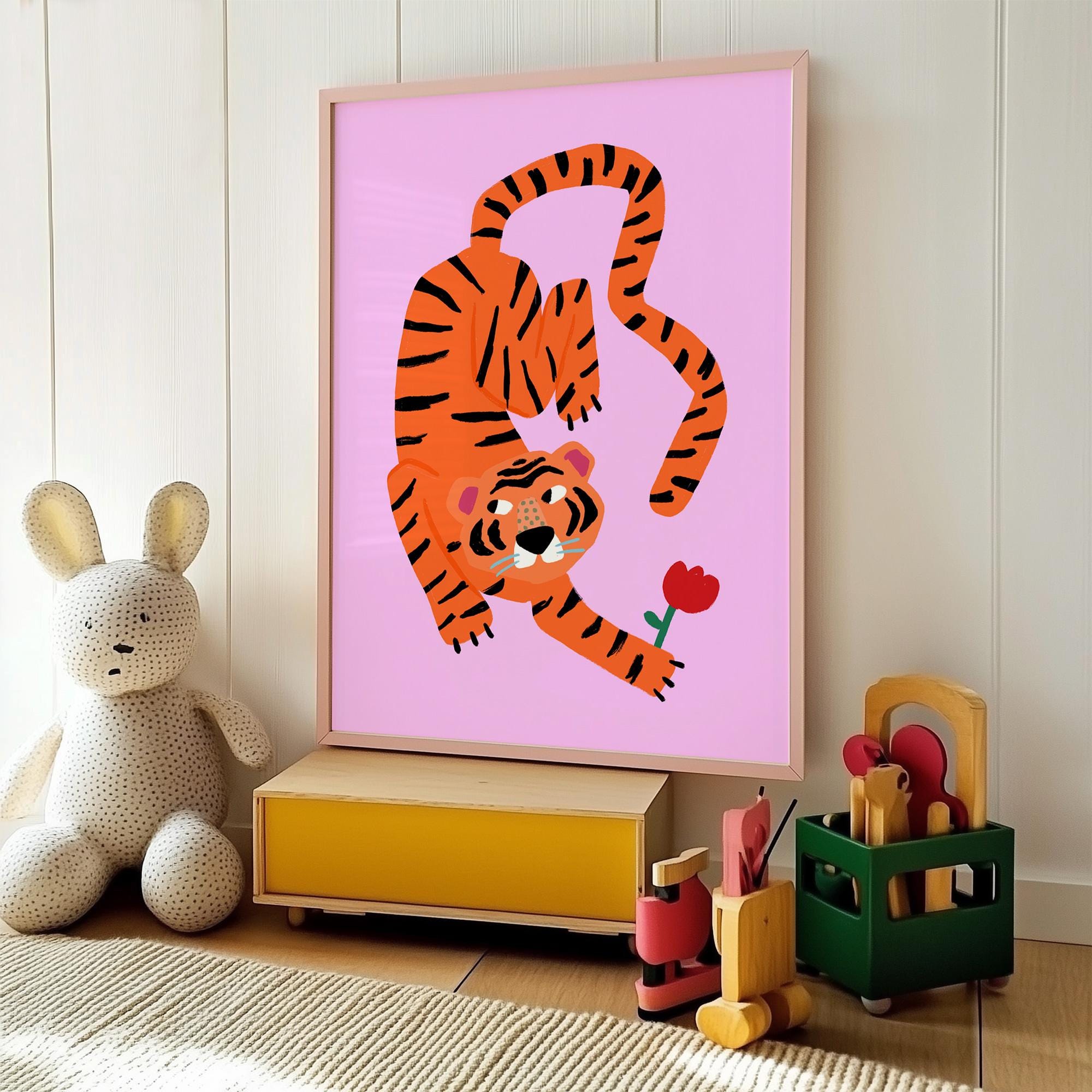 Tiger with Flower Print