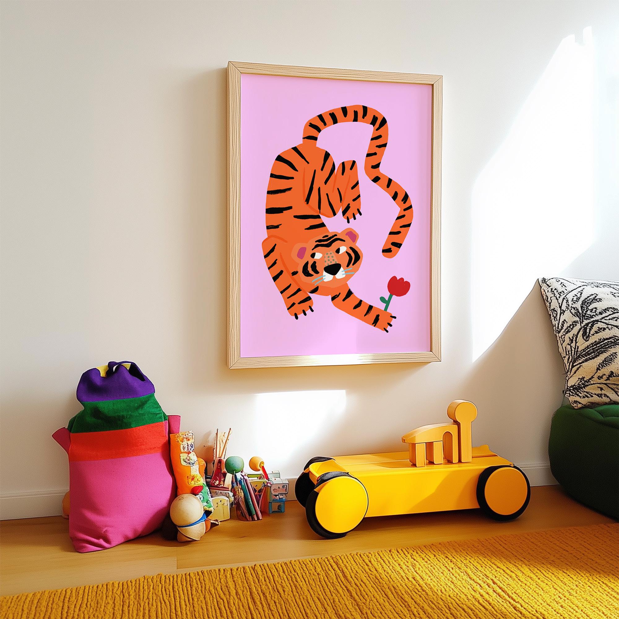 Tiger with Flower Print