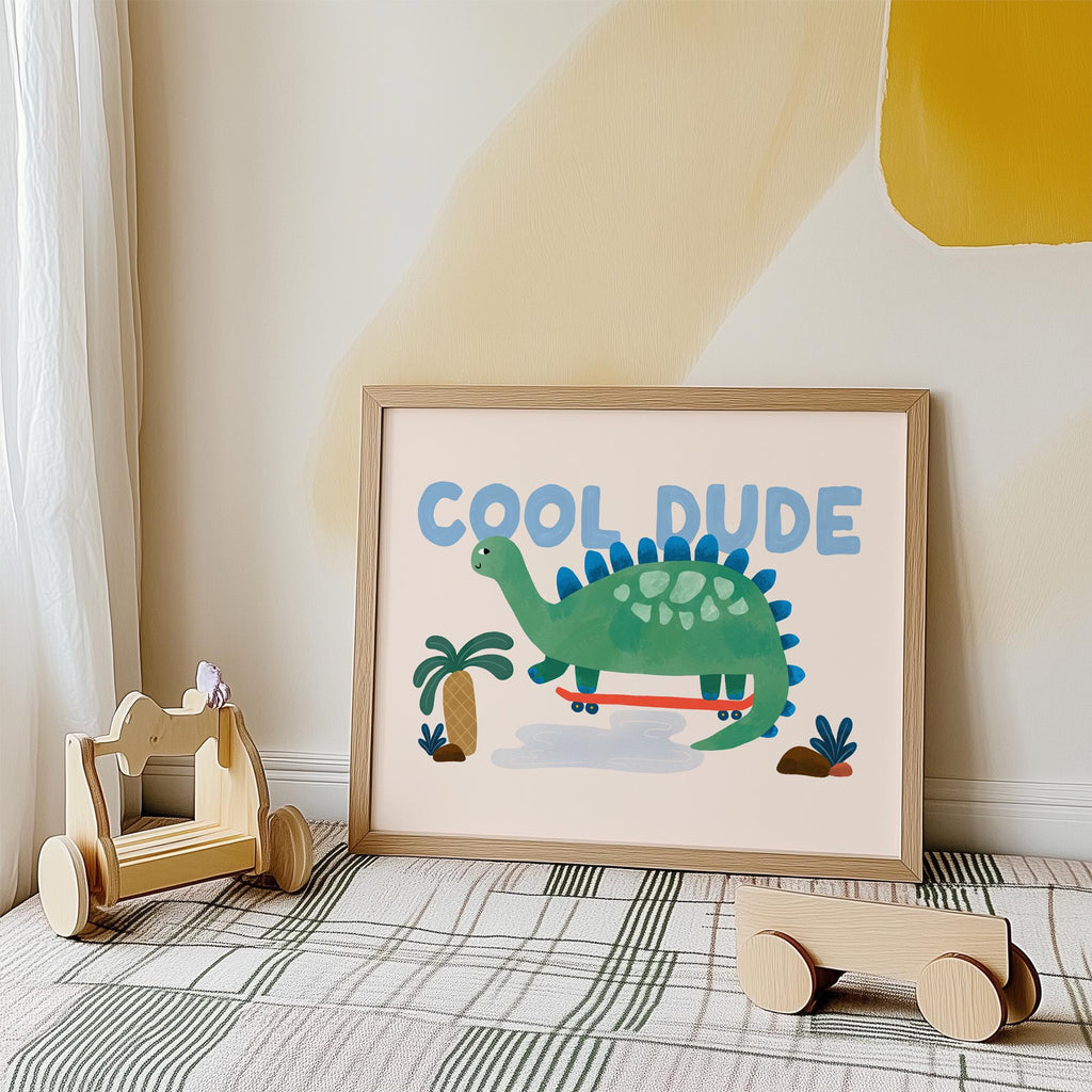 Cool Dude Dino Skateboard Print