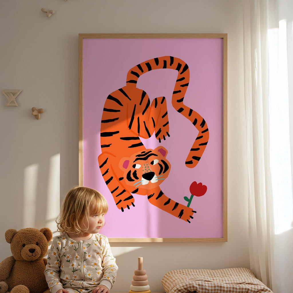Tiger with Flower Print