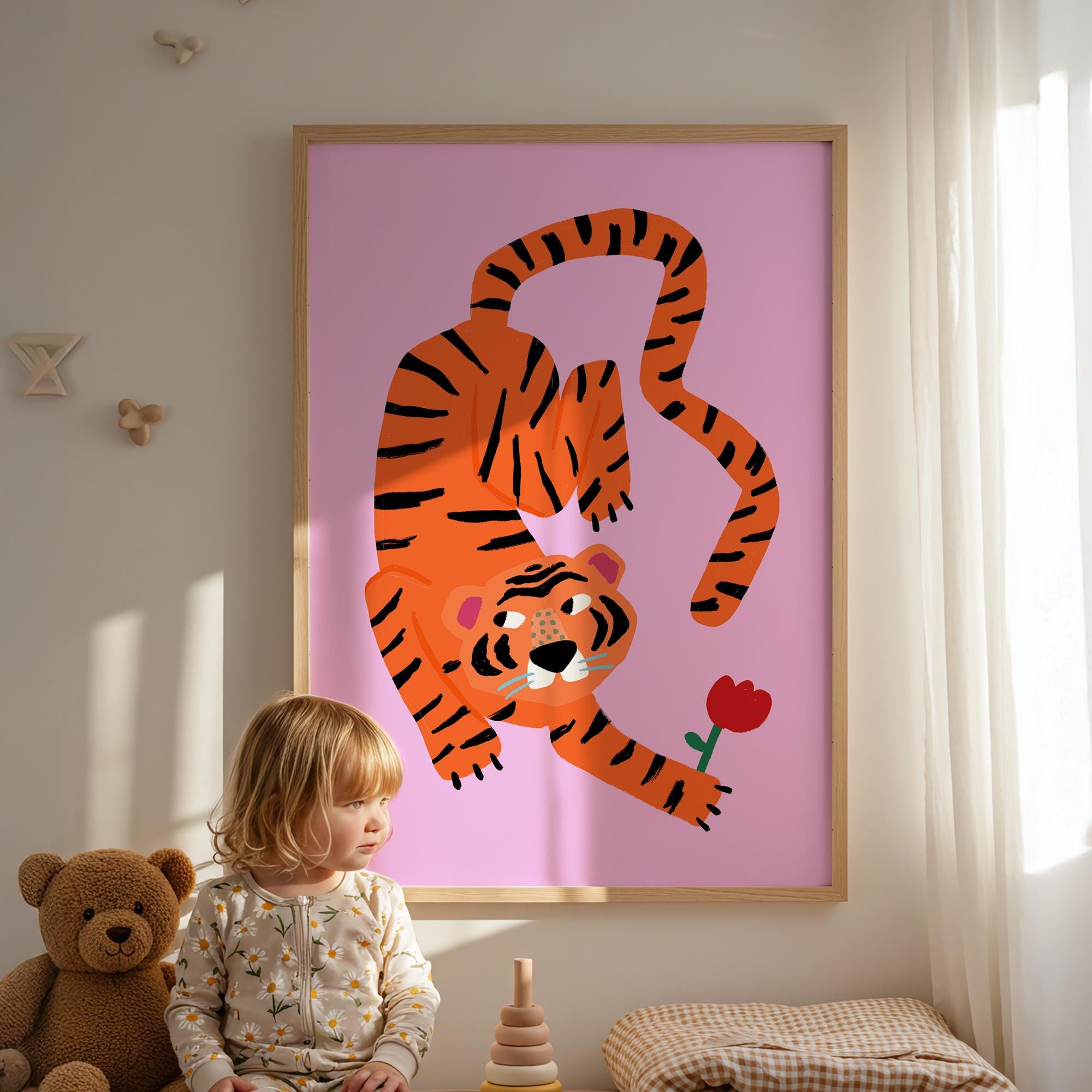 Tiger with Flower Print