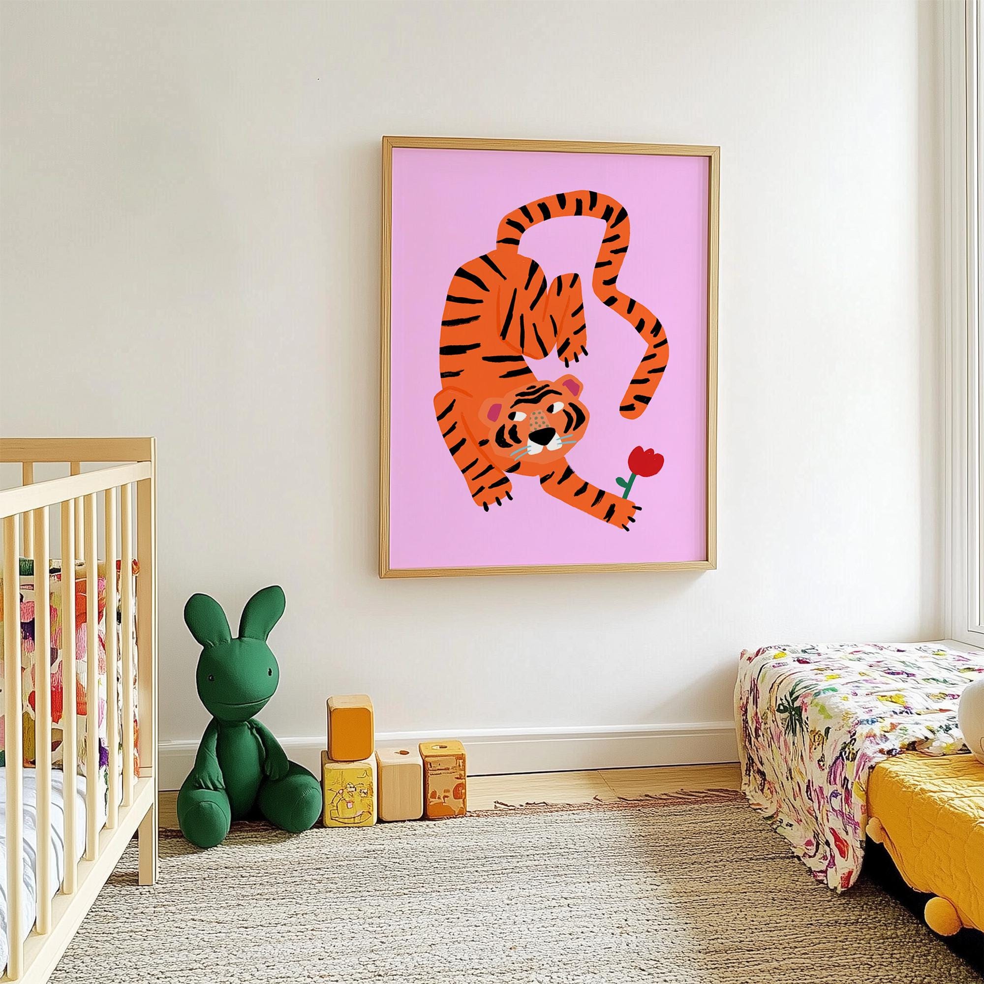 Tiger with Flower Print