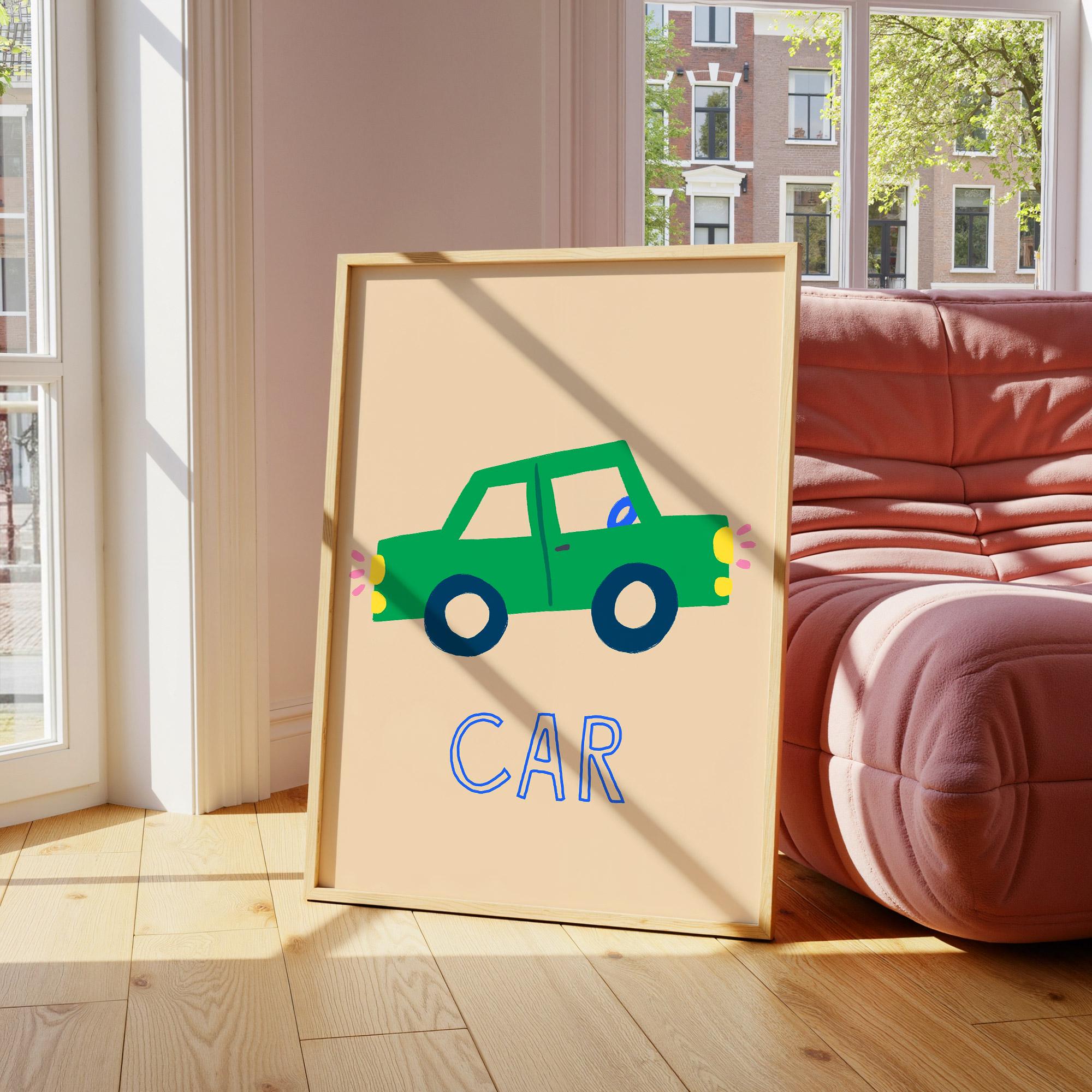 Green Car Kids Print