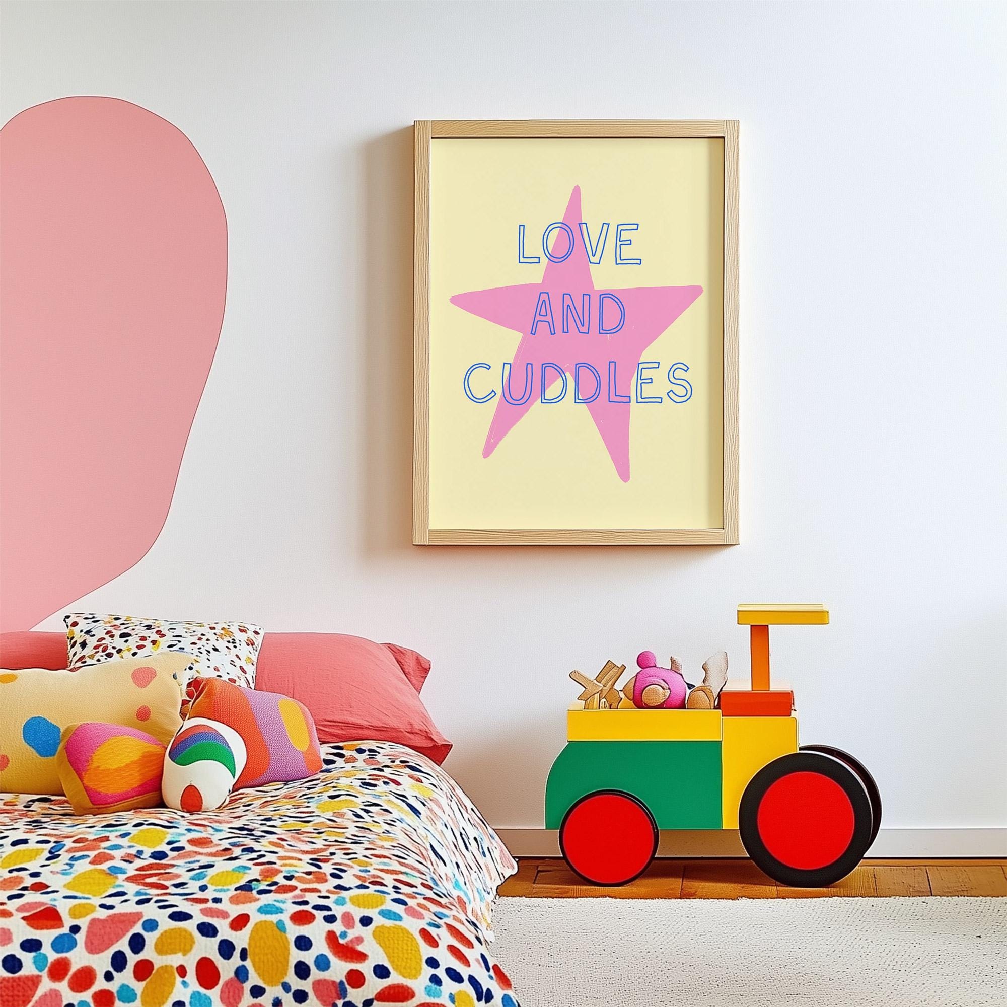 Love and Cuddles Pink Star Print