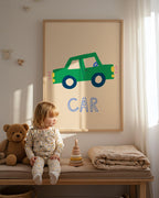 Green Car Kids Print