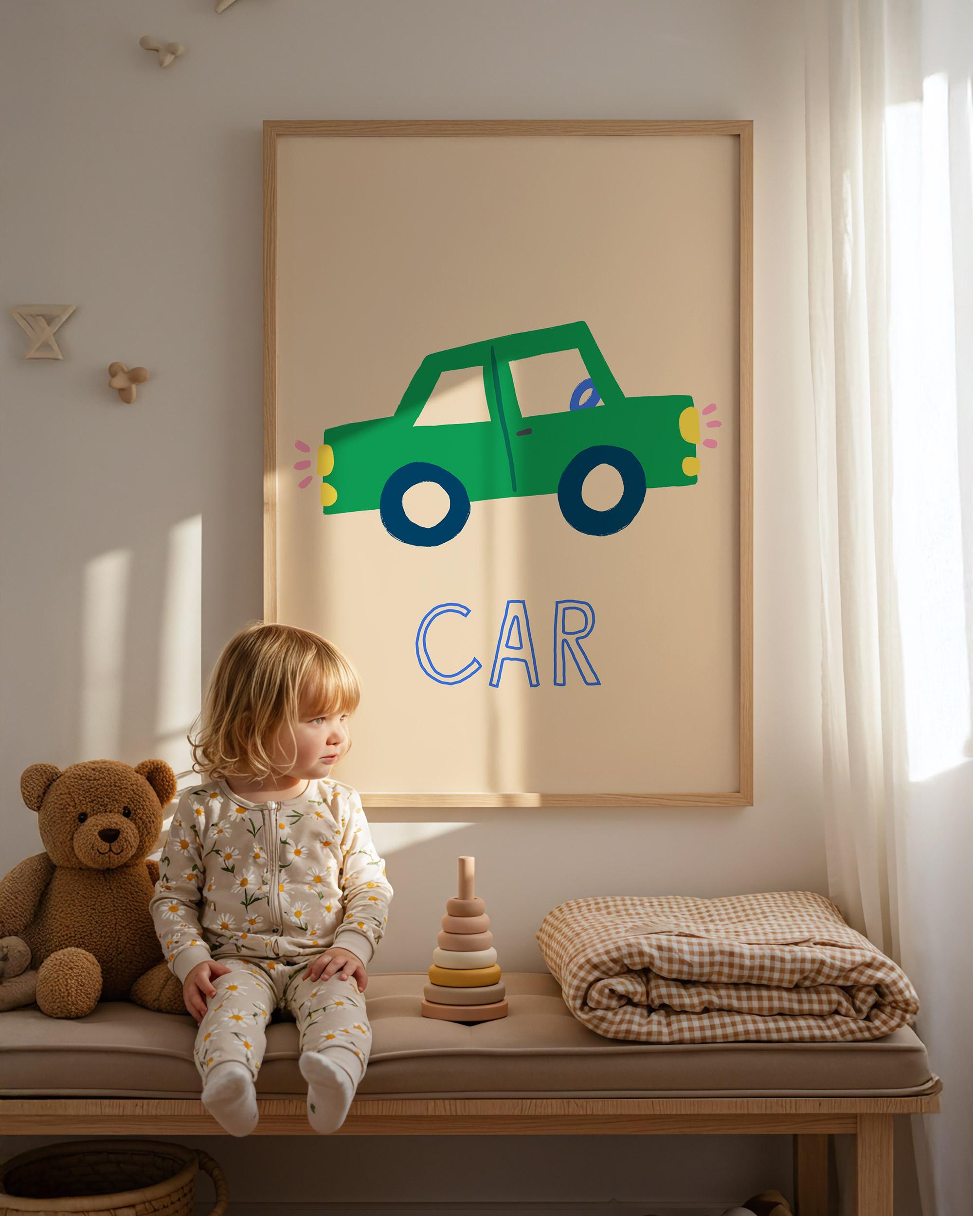 Green Car Kids Print