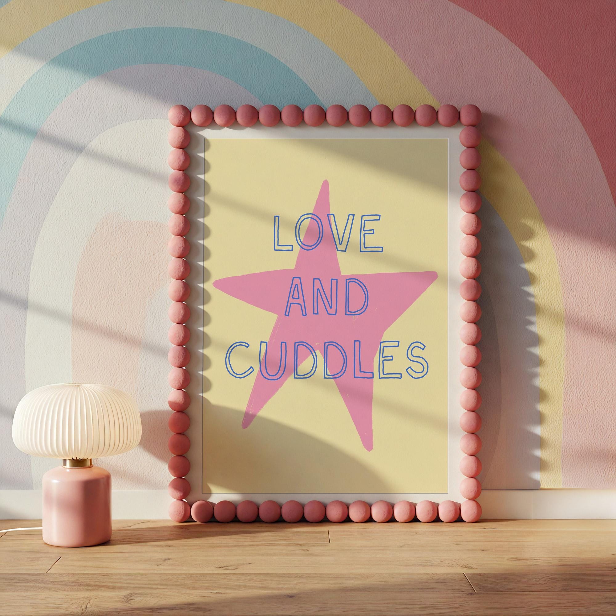 Love and Cuddles Pink Star Print
