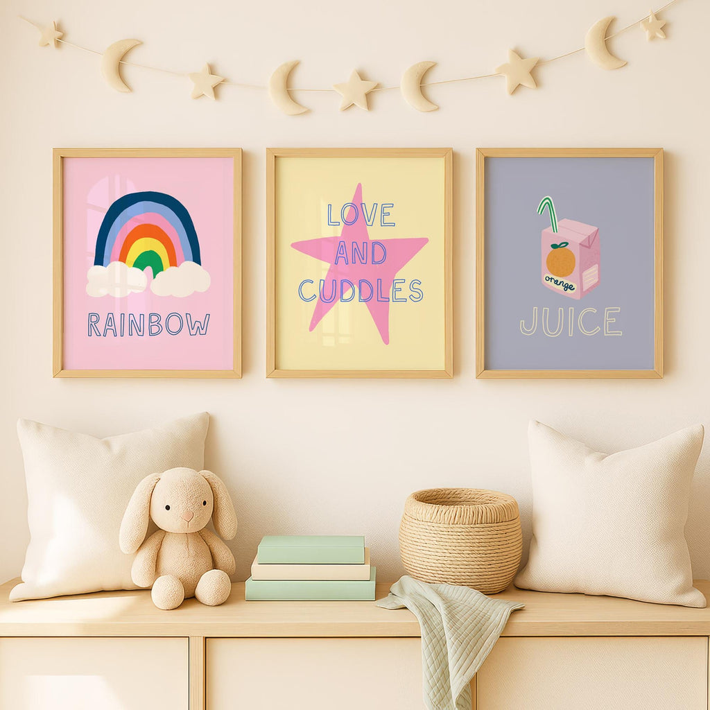 Love and Cuddles Pink Star Print