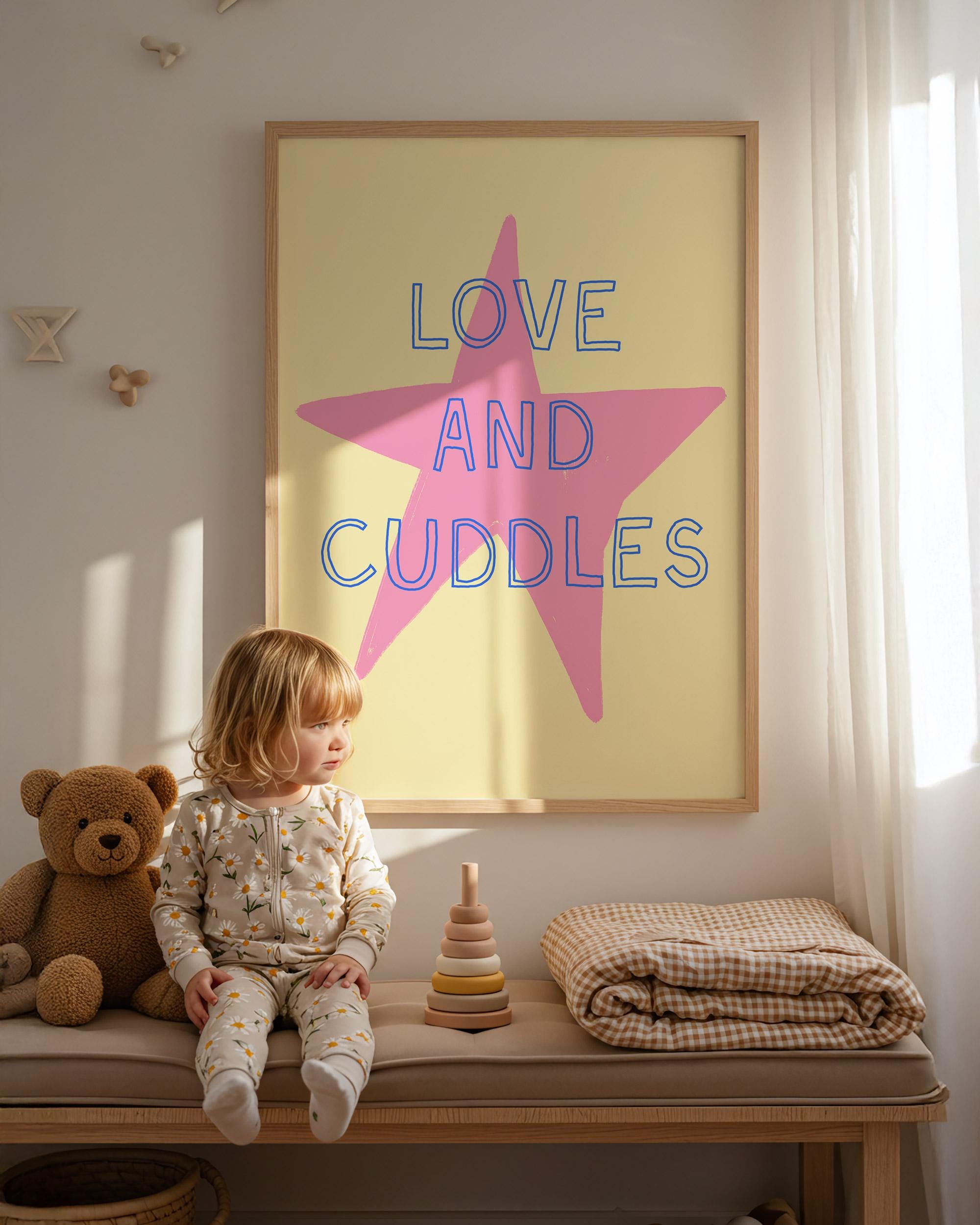 Love and Cuddles Pink Star Print
