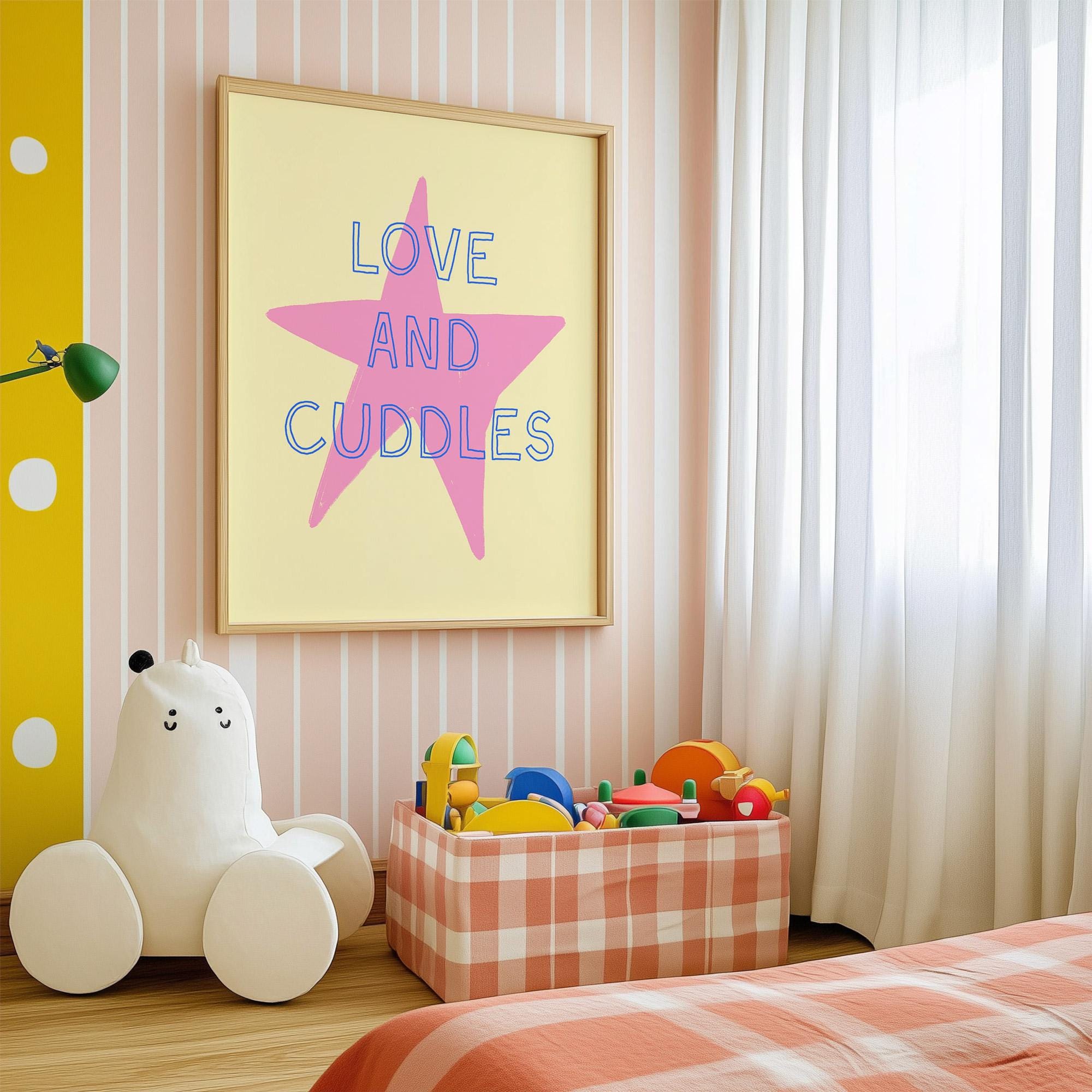 Love and Cuddles Pink Star Print