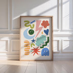 Abstract Moon Lightning Shapes Print