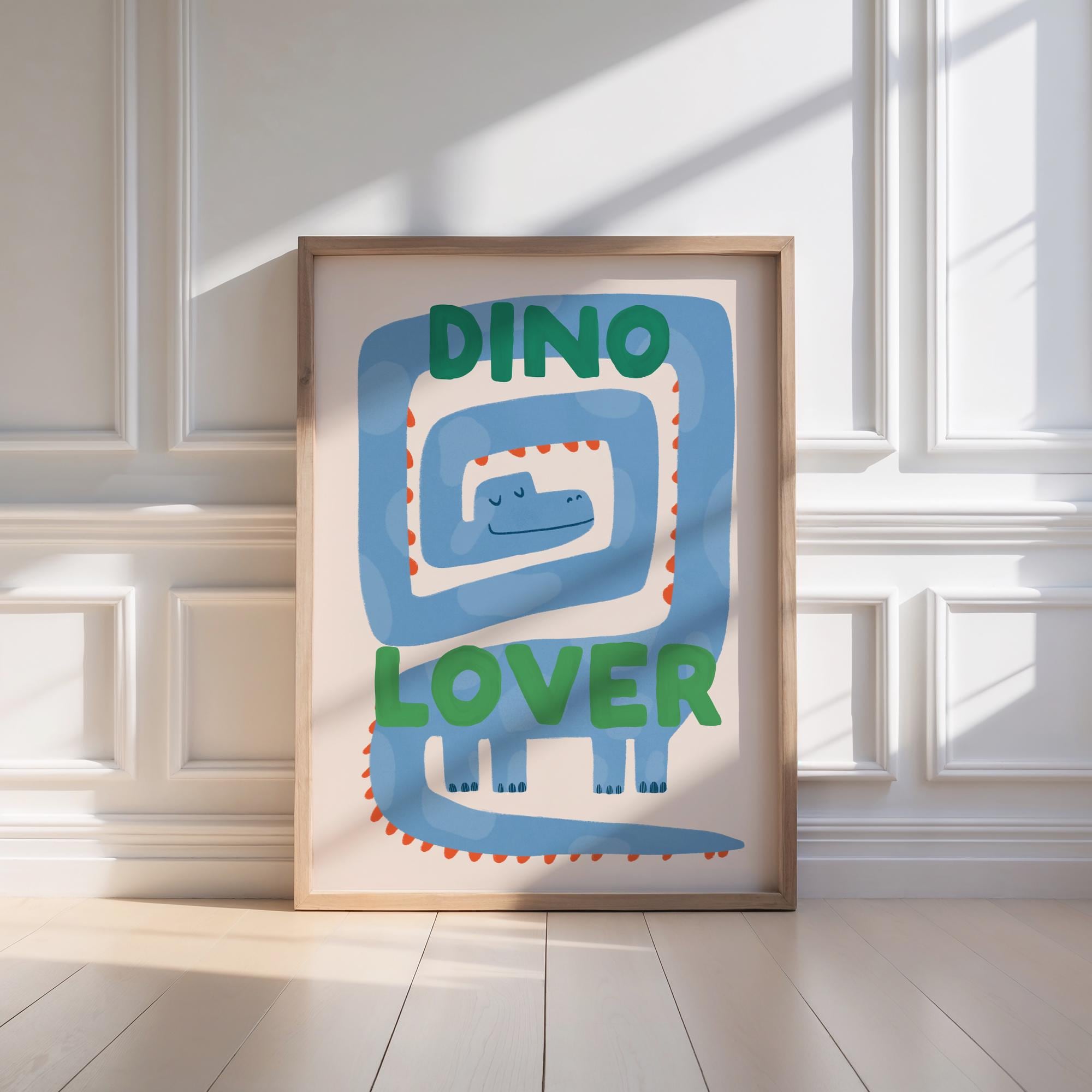 Hand-Drawn Dinosaur Nursery Print: Playful Kids Room Wall Art