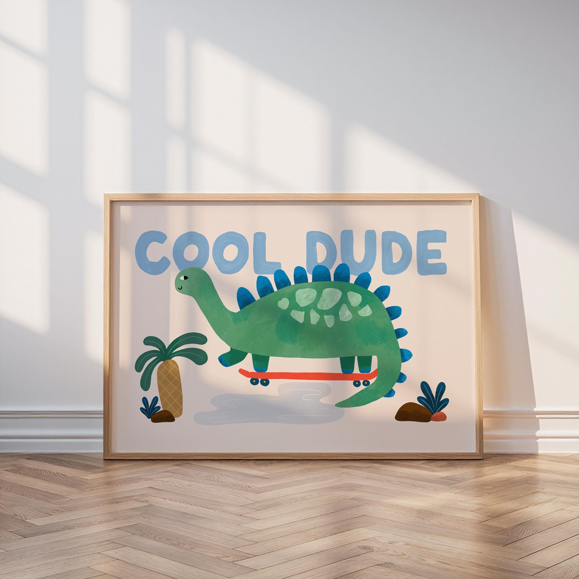 Cool Dude Dino Skateboard Print