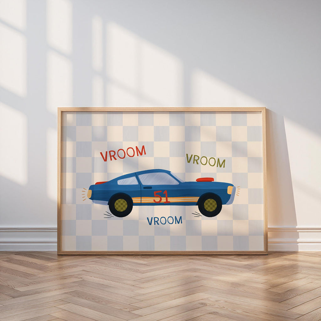 Blue Race Car Print