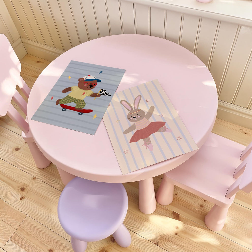 Bear on Skateboard Print