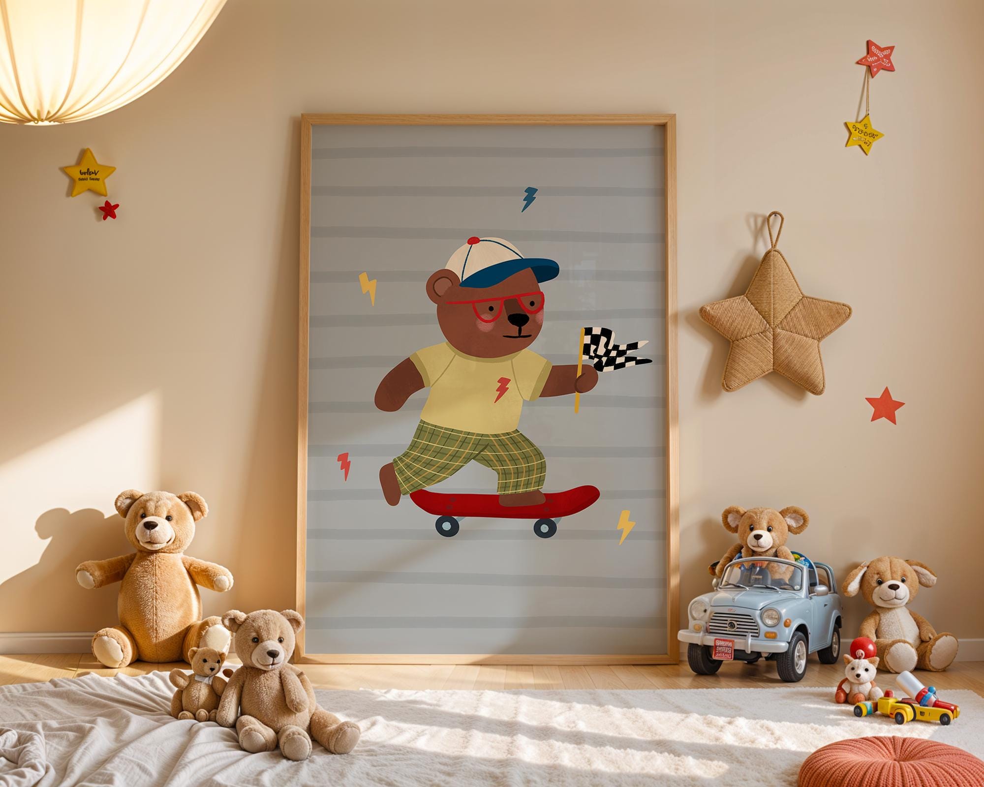 Bear on Skateboard Print