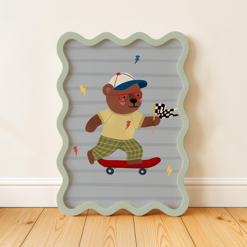 Bear on Skateboard Print