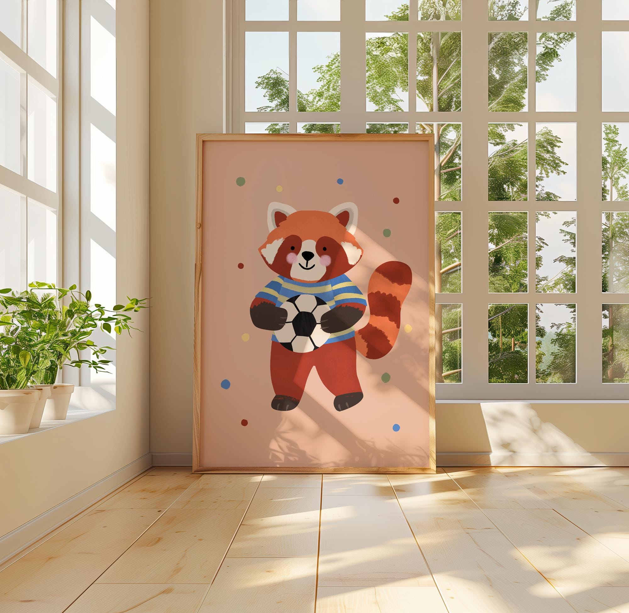 Red Panda Soccer Print