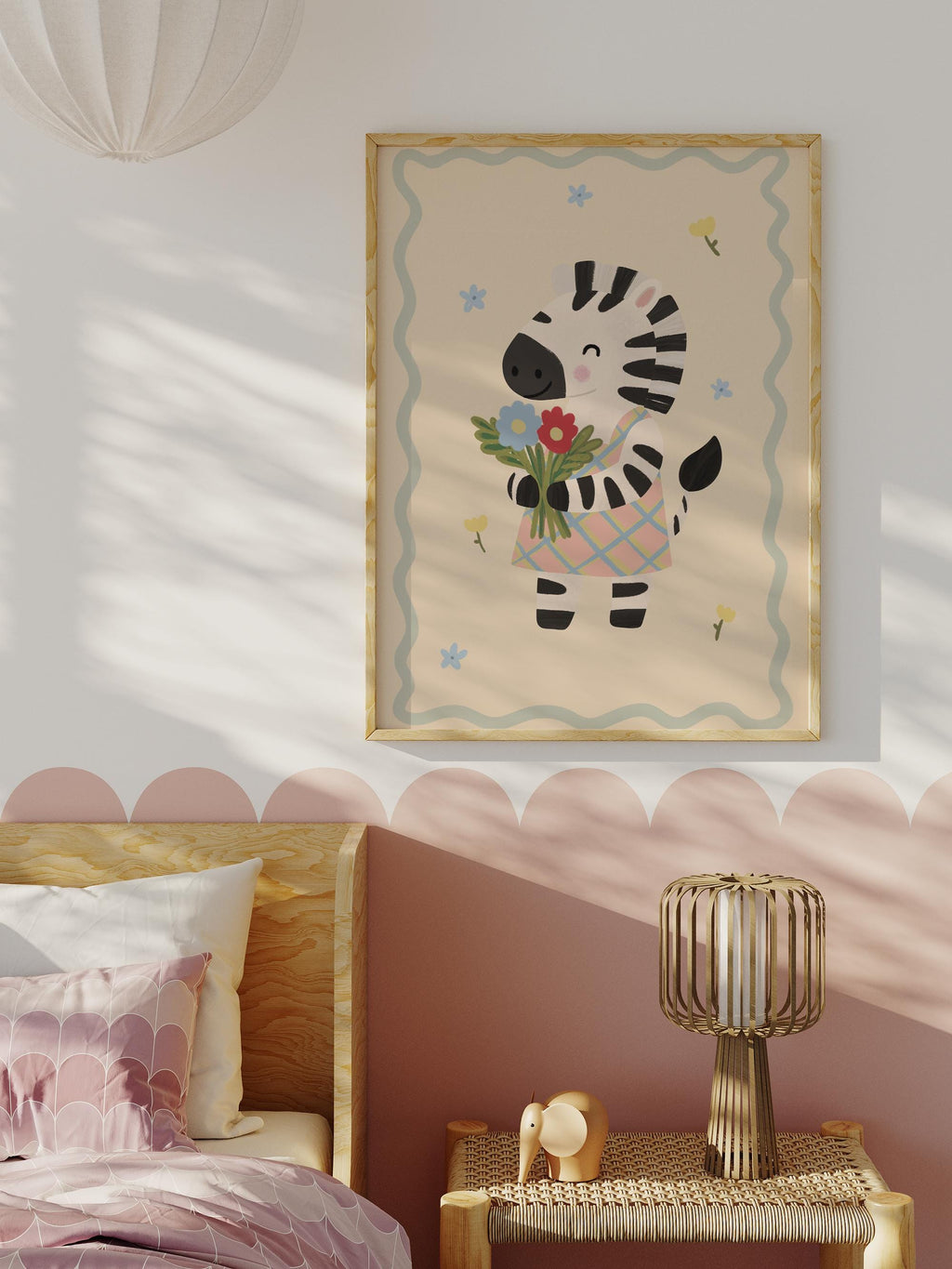 Zebra with Flowers Print