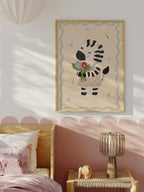 Zebra with Flowers Print