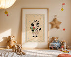 Zebra with Flowers Print