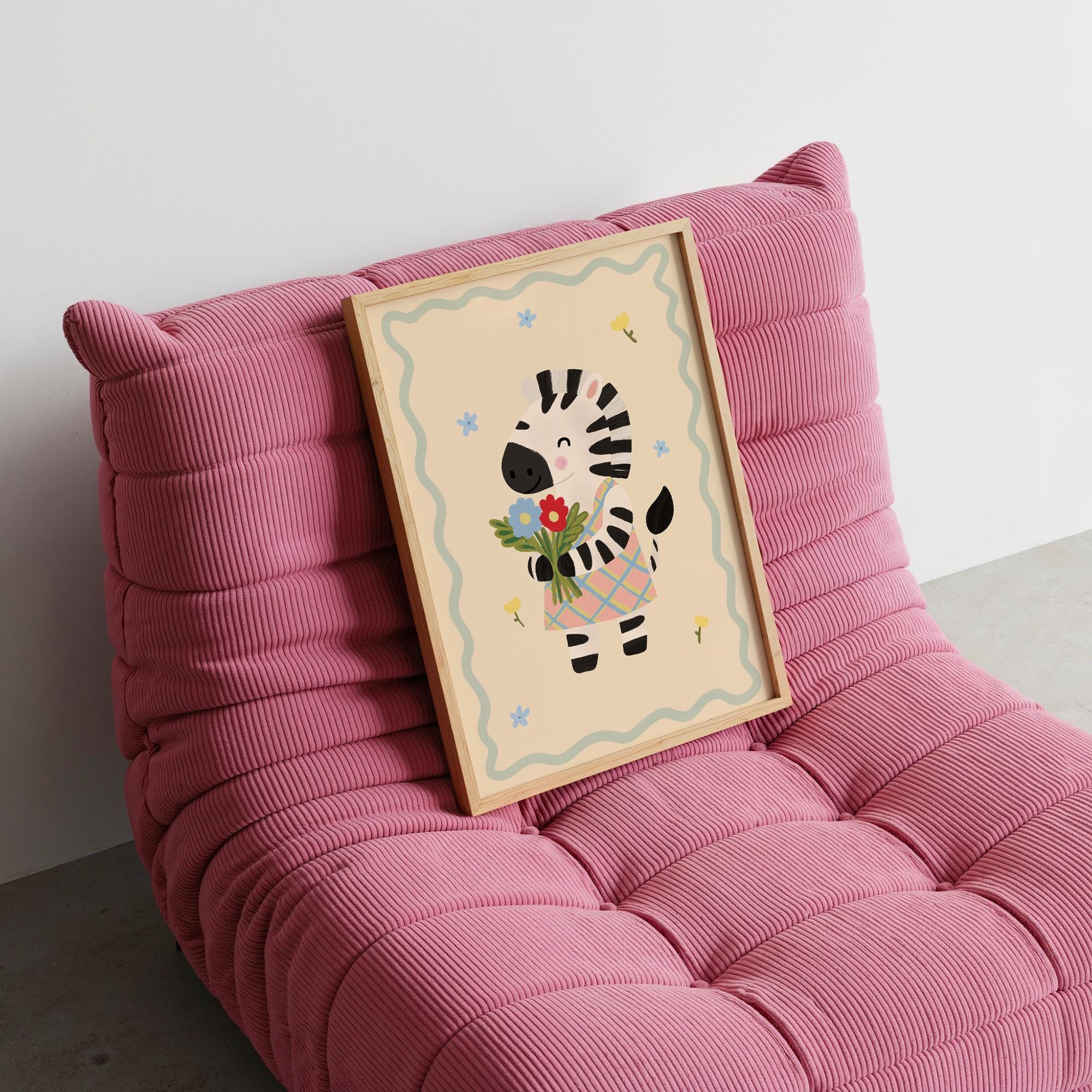 Zebra with Flowers Print