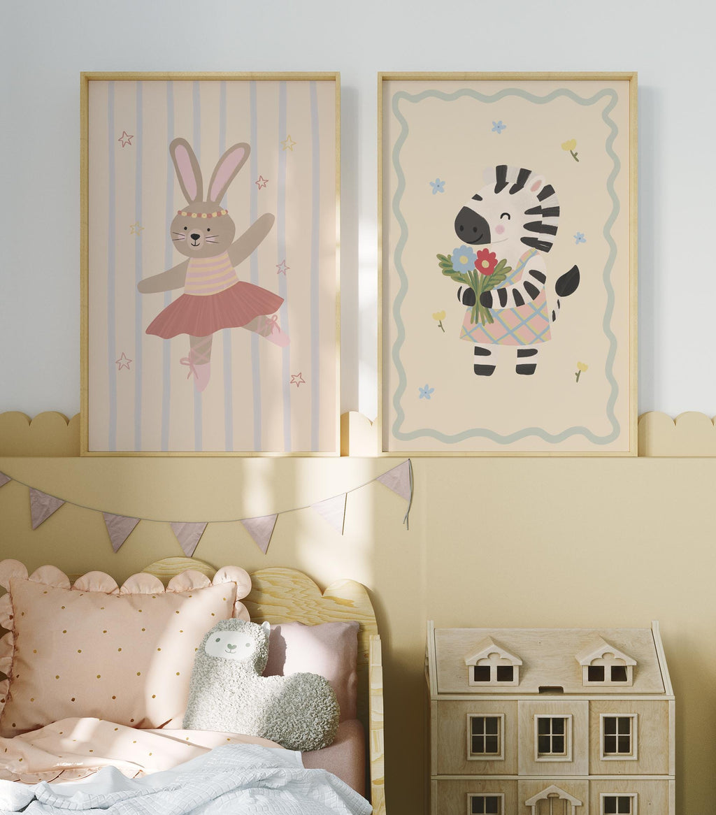 Zebra with Flowers Print