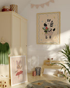 Zebra with Flowers Print
