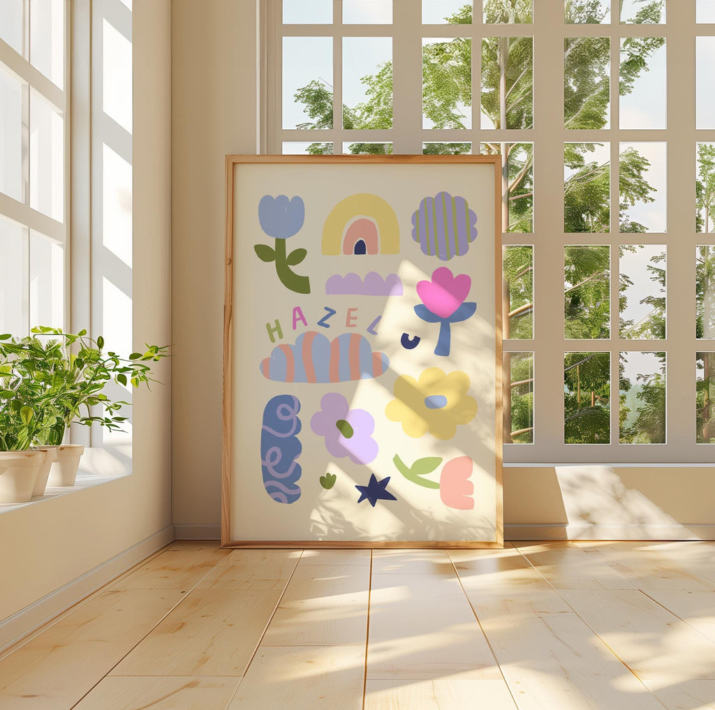Personalised Name Flowers Yellow Print